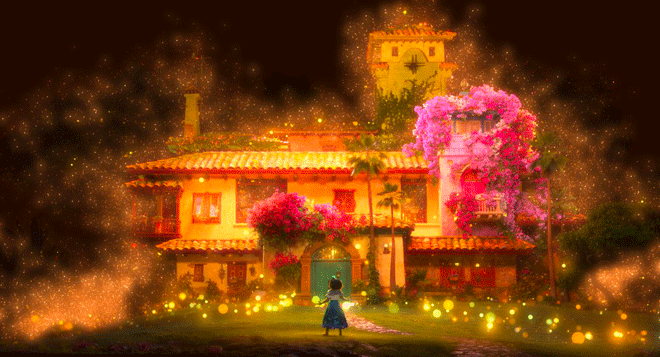 Image of Mirabel standing before the house in Encanto. Image courtesy of CheatSheet.